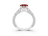 18K White Gold Diamond Solitaire Ring with Engraved Band and Four-Prong Setting