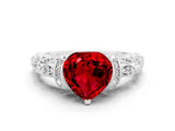 White gold Heart Cut Ruby Solitaire Ring with Filigree Band and Four-Prong Setting_24
