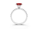 White gold Heart Cut Ruby Solitaire Ring with Pavé Accents and Four-Prong Setting_3