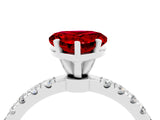 White gold Heart Cut Ruby Solitaire Ring with Pavé Accents and Four-Prong Setting_4