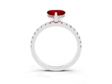 White gold Heart Cut Ruby Solitaire Ring with Pavé Band and Four-Prong Setting_15