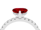 White gold Heart Cut Ruby Solitaire Ring with Pavé Band and Four-Prong Setting_16
