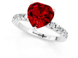 White gold Heart Cut Ruby Solitaire Ring with Round  Pavé Band and Four-Prong Setting_49