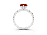 White gold Heart Cut Ruby Solitaire Ring with Round  Pavé Band and Four-Prong Setting_51