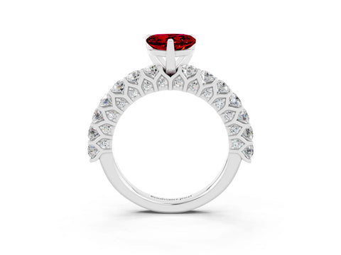 White gold Heart Cut Ruby Solitaire Ring with Shared Prong Pavé Band and Four-Prong Setting_15
