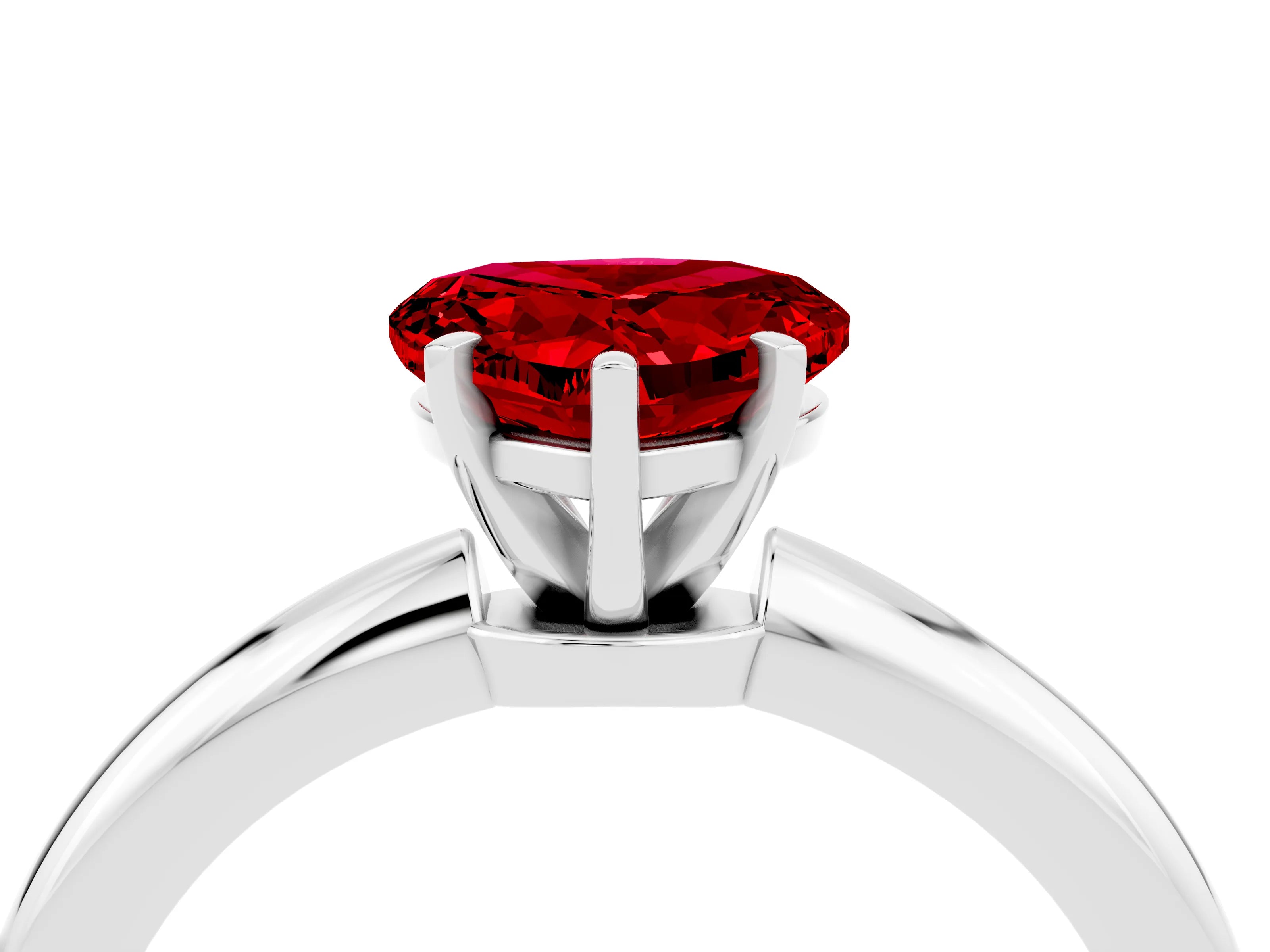 White gold Heart Cut Ruby Solitaire Ring with Six-Prong Setting and Classic Band_16