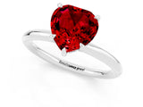 White gold Heart Cut Ruby Solitaire Ring with Thin Band and Four-Prong Setting_1