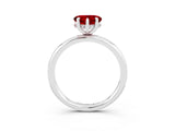 White gold Heart Cut Ruby Solitaire Ring with Thin Band and Four-Prong Setting_3