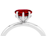 White gold Heart Cut Ruby Solitaire Ring with Thin Band and Four-Prong Setting_4