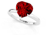 White gold Heart Cut Ruby Solitaire Ring with Thin Band and Prong Setting_13