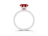 White gold Heart Cut Ruby Solitaire Ring with Thin Band and Prong Setting_15