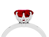White gold Heart Cut Ruby Solitaire Ring with Thin Band and Prong Setting_16