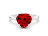 White gold Heart Cut Ruby Solitaire Ring with Thin Band and Prong Setting_36