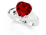 White gold Heart Cut Ruby Solitaire Ring with Wide Band and Prong Setting_1
