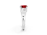 White gold Heart Cut Ruby Solitaire Ring with Wide Band and Prong Setting_2