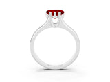 White gold Heart Cut Ruby Solitaire Ring with Wide Band and Prong Setting_3
