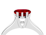 White gold Heart Cut Ruby Solitaire Ring with Wide Band and Prong Setting_4