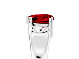White gold Heart Cut Ruby Solitaire Ring with Wide Band and Prong Setting_5