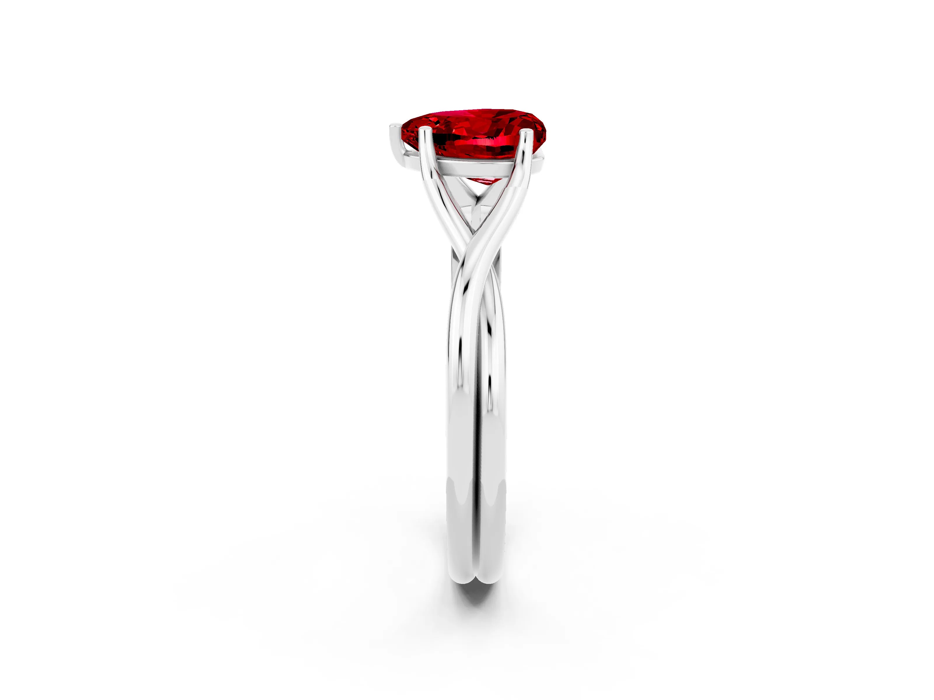 White gold Heart Cut Ruby Solitaire Twist Band Prong Setting Ring_38