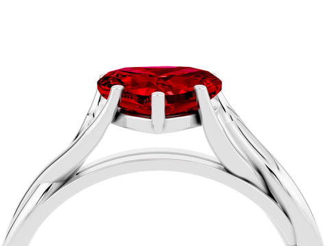White gold Heart Cut Ruby Solitaire Twist Band Prong Setting Ring_40