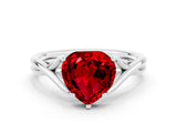 White gold Heart Cut Ruby Solitaire Twist Band Prong Setting Ring_42