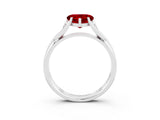 White gold Heart Cut Ruby Solitaire Twist Band Prong Setting Ring_45