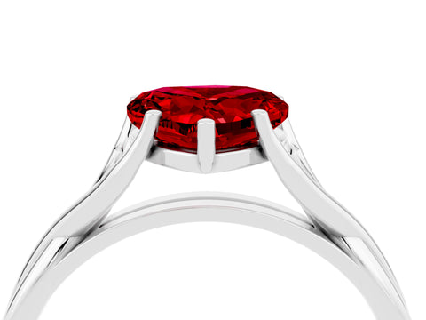 White gold Heart Cut Ruby Solitaire Twist Band Prong Setting Ring_46