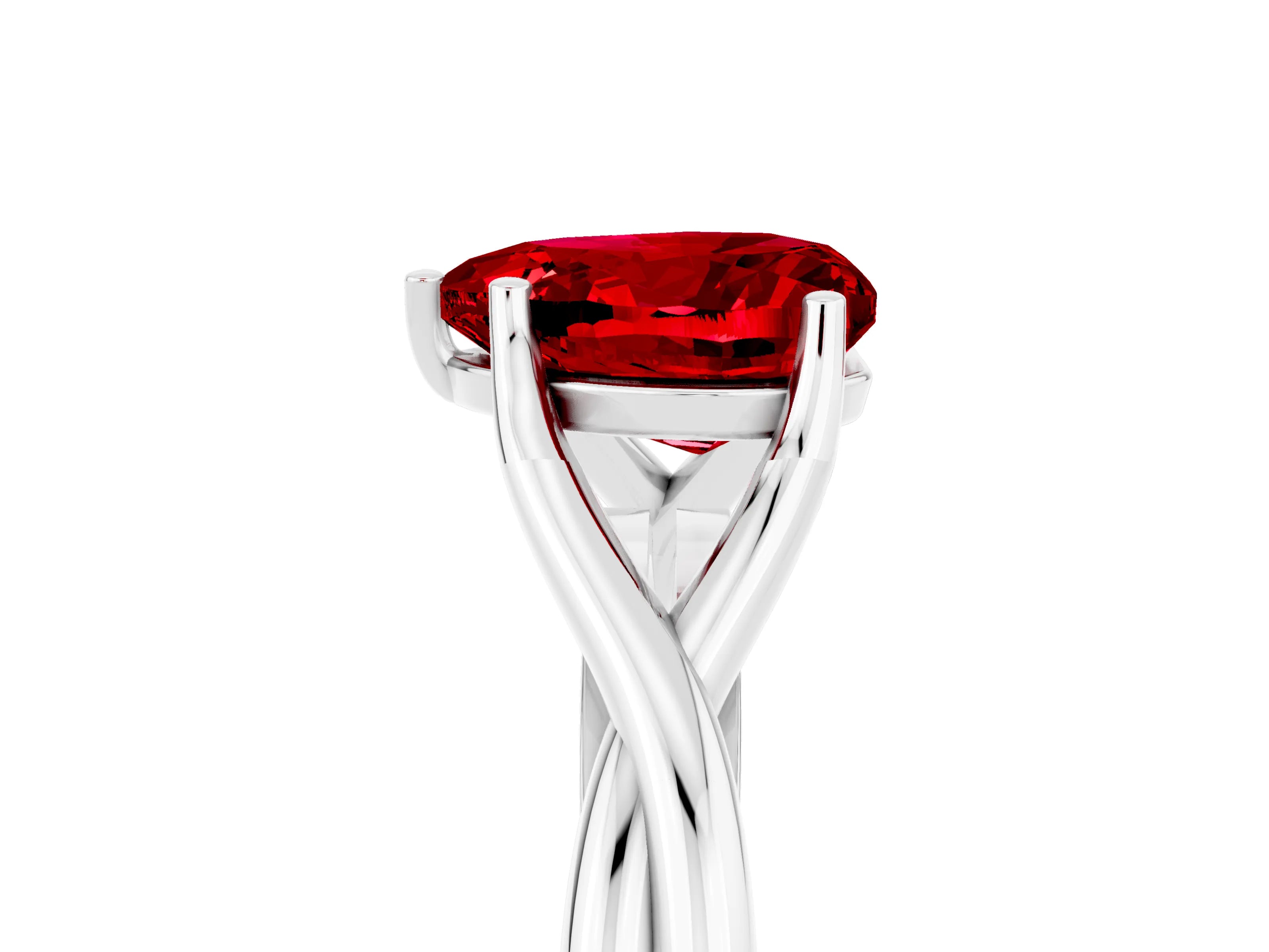 White gold Heart Cut Ruby Solitaire Twist Band Prong Setting Ring_47