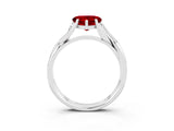White gold Heart Cut Ruby Solitaire Twist Band Prong Setting Ring_62