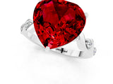 White gold Heart Cut Ruby Solitaire Twisted Band with Round  Accents and Prong Setting_13
