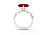 White gold Heart Cut Ruby Solitaire Twisted Band with Round  Accents and Prong Setting_15