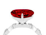 White gold Heart Cut Ruby Solitaire Twisted Band with Round  Accents and Prong Setting_16