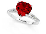 White gold Heart Cut Ruby Solitaire with Side Baguettes and Channel Set Band_1
