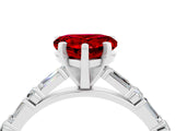 White gold Heart Cut Ruby Solitaire with Side Baguettes and Channel Set Band_4