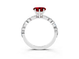 White gold Heart Cut Ruby Solitaire with Side Stones on a Pavé Band and Four-Prong Setting_3