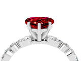 White gold Heart Cut Ruby Solitaire with Side Stones on a Pavé Band and Four-Prong Setting_4