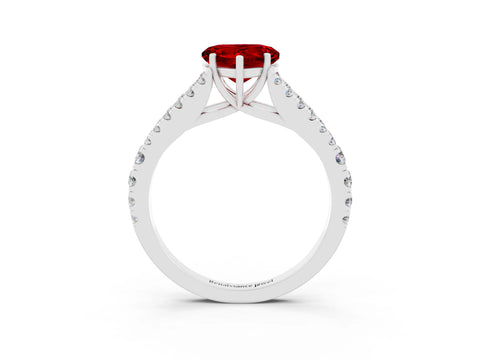 White gold Heart Cut Ruby Split Shank Pavé Engagement Ring with Four-Prong Setting_15