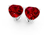 10K White Gold 0.56 Carat Heart Ruby Stud Earrings