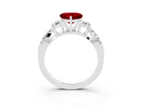 White gold Heart Cut Ruby Three-Stone Ring with Pavé Split Shank and Four-Prong Setting_27