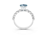 White gold Heart Cut Solitaire Aquamarine Ring with Pave Band and Four-Prong Setting_3
