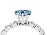 White gold Heart Cut Solitaire Aquamarine Ring with Pave Band and Four-Prong Setting_4