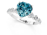 White gold Heart Cut Solitaire Blue Topaz Ring with Pave Band and Four-Prong Setting_1