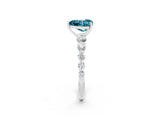 White gold Heart Cut Solitaire Blue Topaz Ring with Pave Band and Four-Prong Setting_2