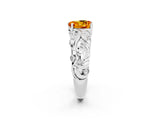 White gold Heart Cut Solitaire Citrine Leaf-Inspired Vine Band Ring with Prong Setting_2