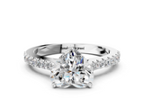 White gold Heart Cut Solitaire Diamond Engagement Ring with Pave Band and Four-Prong Setting_197