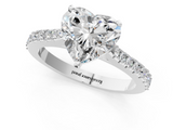 White gold Heart Cut Solitaire Diamond Engagement Ring with Pave Band and Four-Prong Setting_198