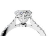 White gold Heart Cut Solitaire Diamond Engagement Ring with Pave Band and Four-Prong Setting_201
