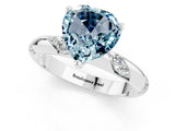 White gold Heart Cut Solitaire Diamond Engagement Ring with Twisted Pave Band and Four-Prong Setting_1