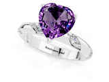 White gold Heart Cut Solitaire Diamond Engagement Ring with Twisted Pave Band and Four-Prong Setting_1