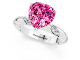 White gold Heart Cut Solitaire Diamond Engagement Ring with Twisted Pave Band and Four-Prong Setting_1